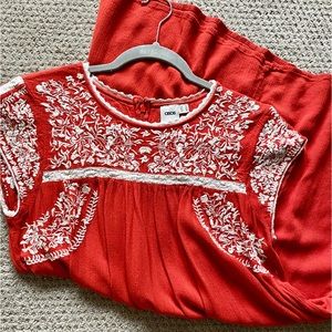 Asos Bright Orange Red Mexican Style Mini Dress Size 10